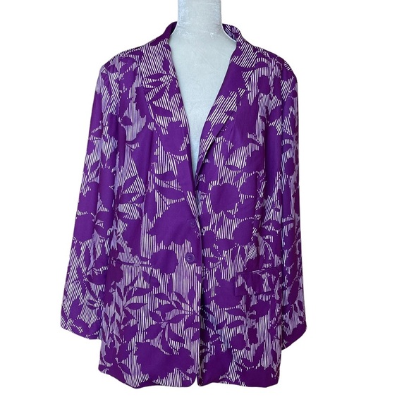 Jessica London Women’s Printed Blazer Jacket Plus Tall Size 26W Tall Purple - Picture 1 of 8